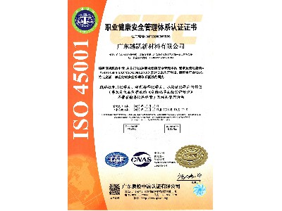职业健康安全管理团体系认证证书ISO45001